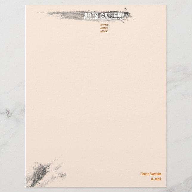 Amiable Grey Brushstrokes Stains Hand Drawn Art Letterhead (Front)