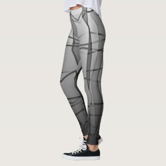 Amiable Grey Geometric Mesh Effect Leggings