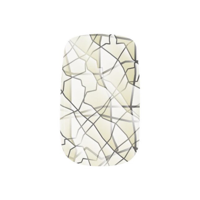 Amiable Greyscale Geometric Mesh Effect Minx Nail Art (Left Thumb)