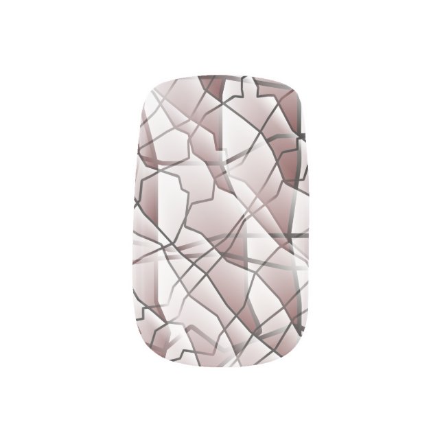 Amiable Greyscale Geometric Mesh Effect Minx Nail Art (Left Thumb)