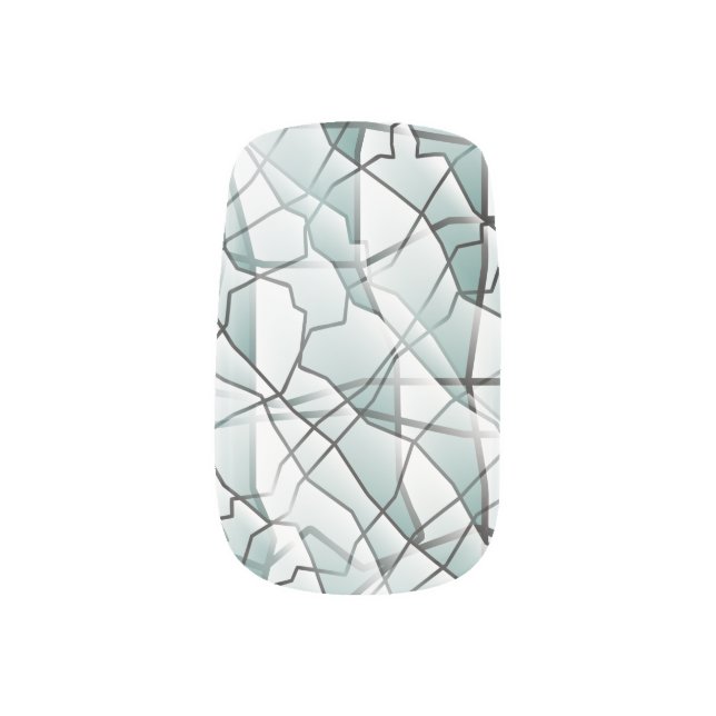 Amiable Greyscale Geometric Mesh Effect Minx Nail Art (Left Thumb)