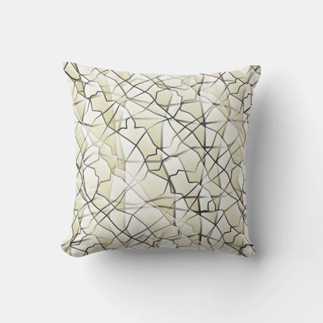 Amiable Greyscale Geometric Mesh Effect Tote Bag Throw Pillow (Front)