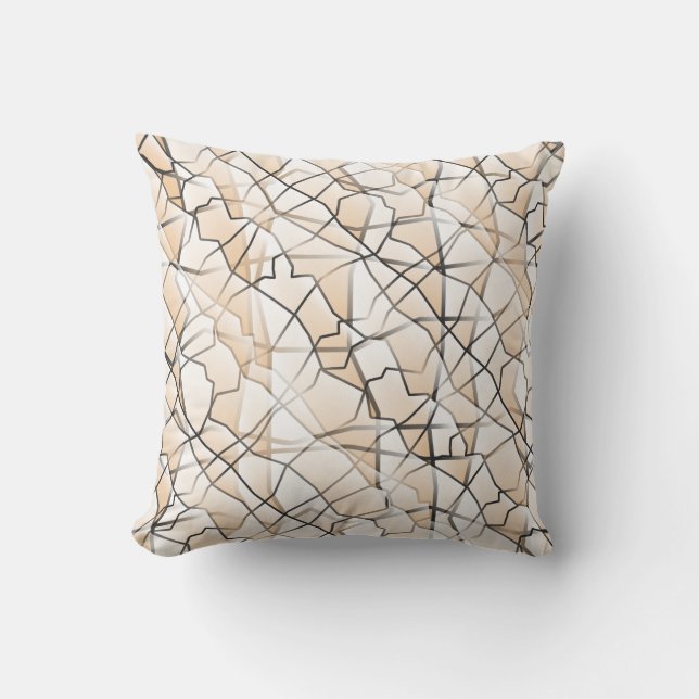 Amiable Greyscale Geometric Mesh Effect Tote Bag Throw Pillow (Front)