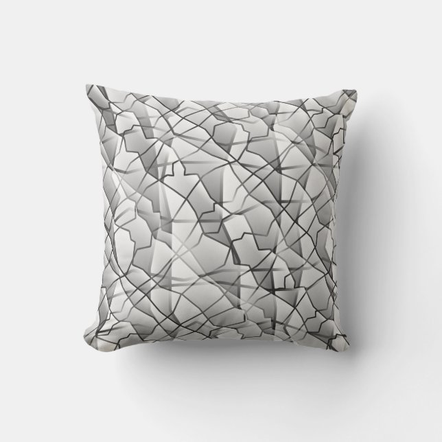 Amiable Greyscale Geometric Mesh Effect Tote Bag Throw Pillow (Front)