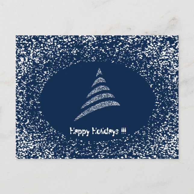 Amiable Monochrome Artistic Christmas Tree Holiday Postcard (Front)