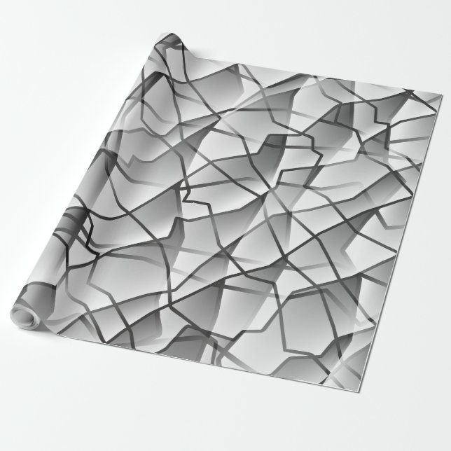 Amiable Monochrome Geometric Mesh Effect Wrapping Paper (Unrolled)