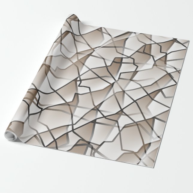 Amiable Monochrome Geometric Mesh Effect Wrapping Paper (Unrolled)