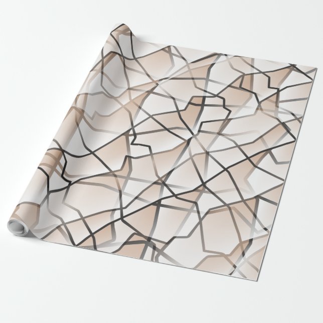 Amiable Monochrome Geometric Mesh Effect Wrapping Paper (Unrolled)