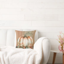 Amiable Orange, White and Green Watercolor Pumpkin