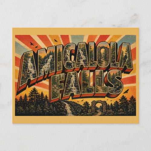 Amicalola Falls Georgia Waterfall Mountain Forest Postcard