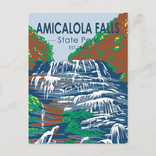 Amicalola Falls State Park Georgia Vintage Postcard