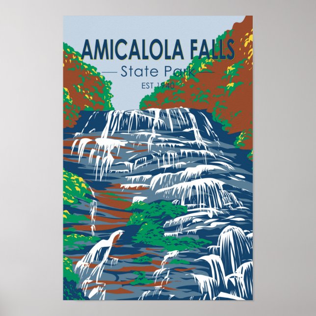 Amicalola Falls State Park Georgia Vintage Poster (Front)