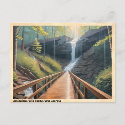 Amicalola Falls State Park Georgia Vintage Travel Postcard