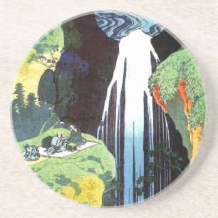 Amida Waterfall, Hokusai Japanese Fine Art Drink Coaster