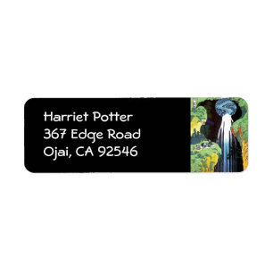 Amida Waterfall, Hokusai Japanese Fine Art Label