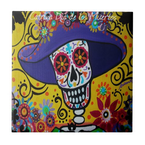 Amiga Catrina Day of the Dead Ceramic Tile