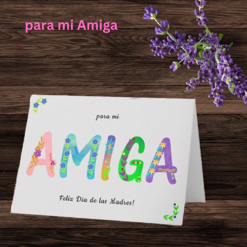 Amiga Spanish Floral Bohemian Mothers Day Card
