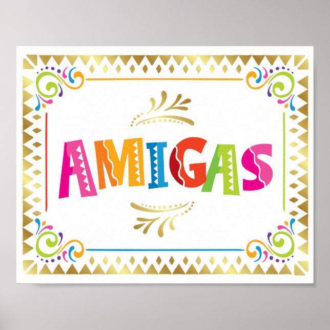 AMIGAS Fiesta Party Sign Print (Front)
