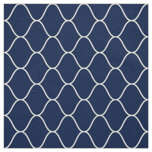 Amime Pattern - White on Dk Indigo Blue 001744 Fabric