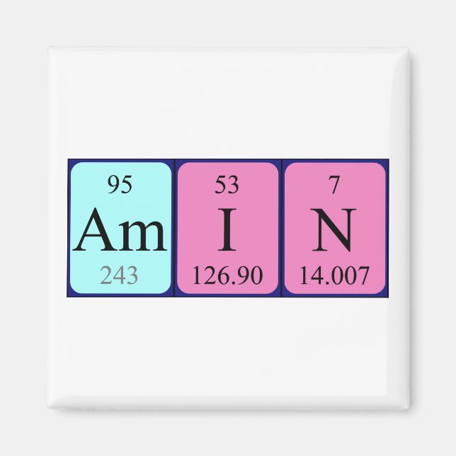 Amin periodic table name magnet (Front)