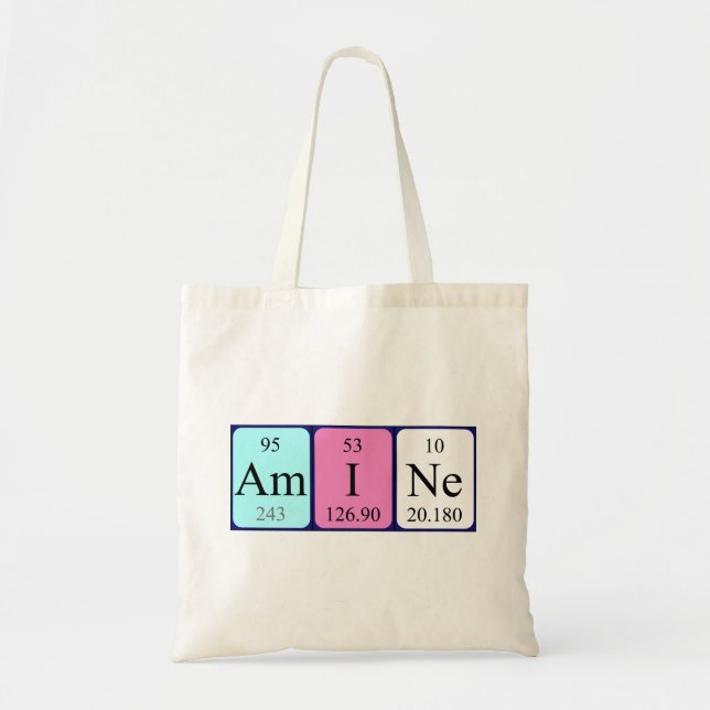 Amine periodic table name tote bag (Front)