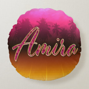 Amira First name Golden pink cushion