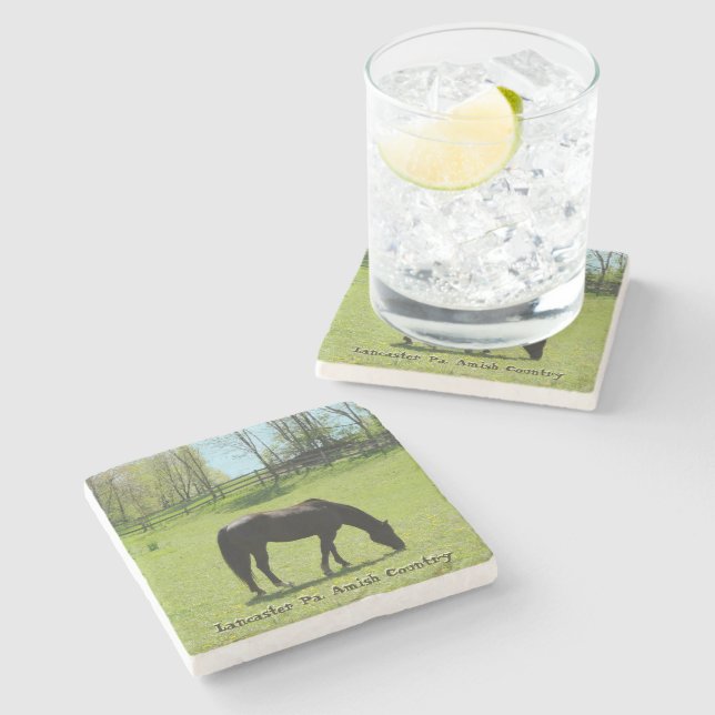 Amish Beautiful Horse! Stone Coaster (Side)