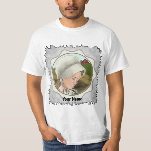 Amish Bonnet Girl custom name t_shirt