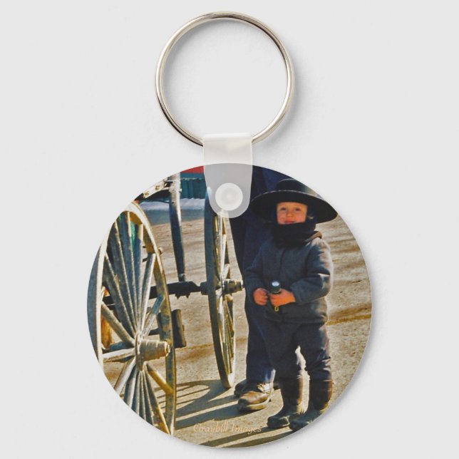 Amish Boy/Wagon Wheel Keychain (Front)