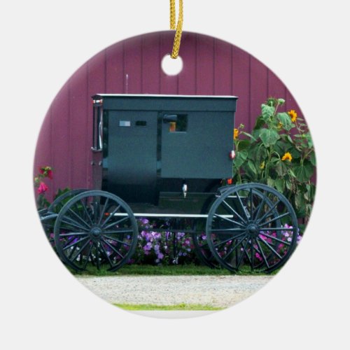 Amish Buggy_Barnyard Ceramic Ornament