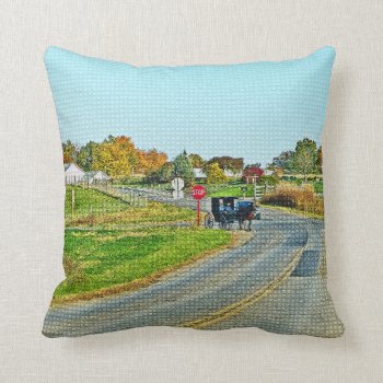 "amish Buggy In Peaceful Countryside" Throw Pillow by whatawonderfulworld at Zazzle