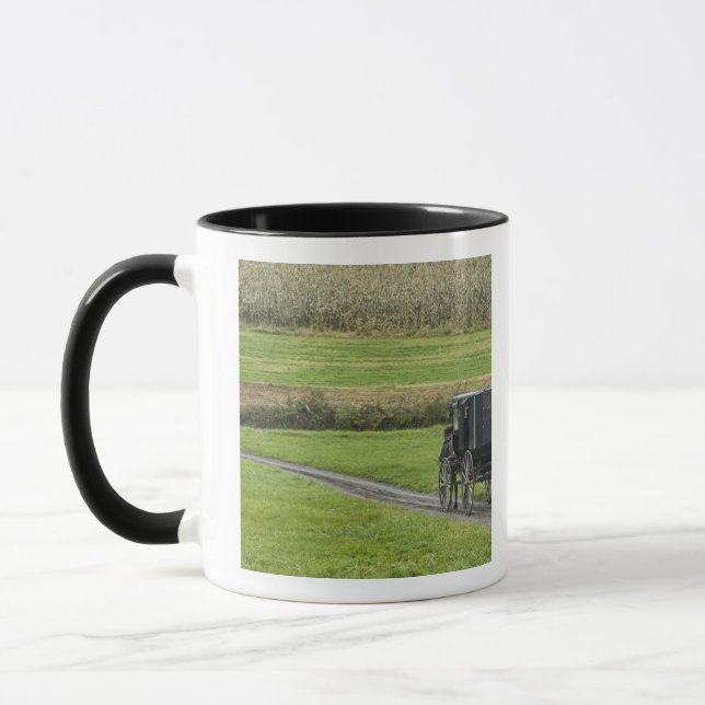 Amish buggy on farm lane, Northeastern Ohio, Mug (Left)