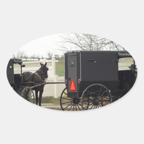 Amish Buggy Parking Lot Oval Sticker