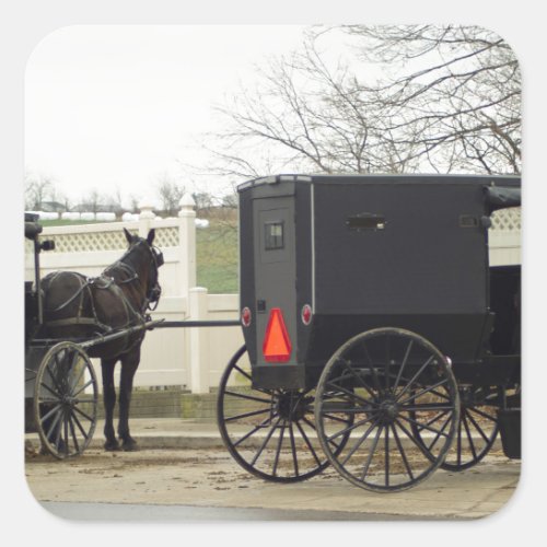 Amish Buggy Parking Lot Square Sticker