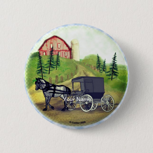 Amish Buggy Returning  Button (Front)