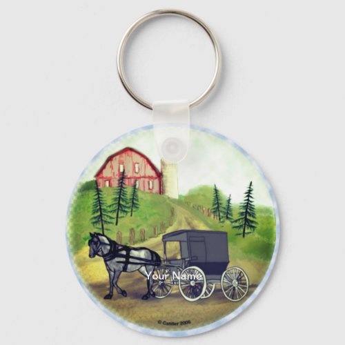 Amish Buggy Returning custom name Keychain