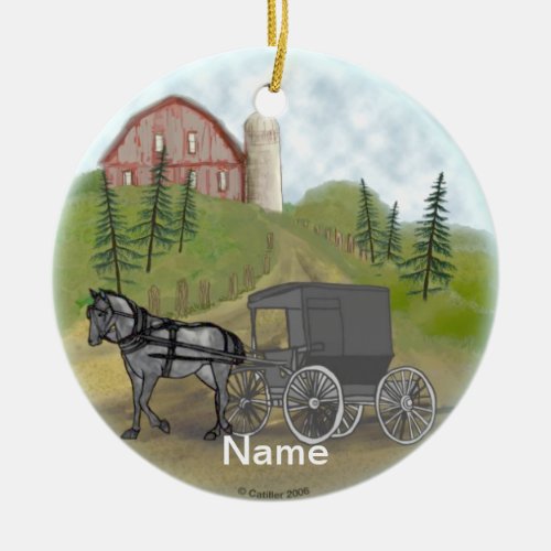Amish Buggy Returning custom name ornament