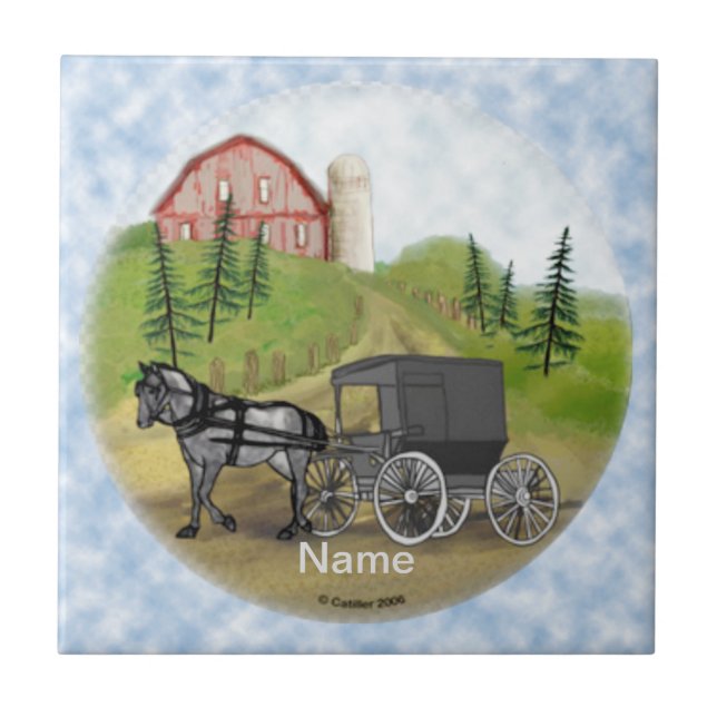 Amish Buggy Returning  tile (Front)