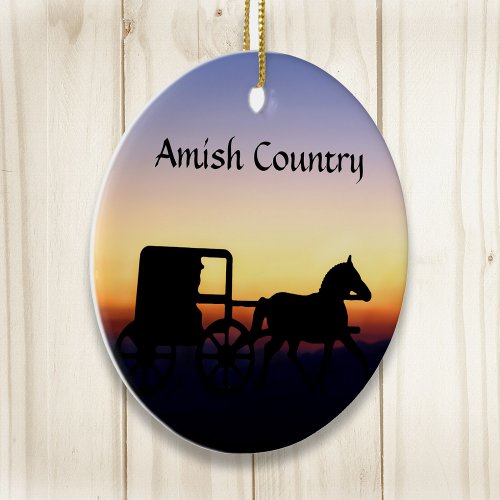 Amish Buggy Ride Ceramic Ornament