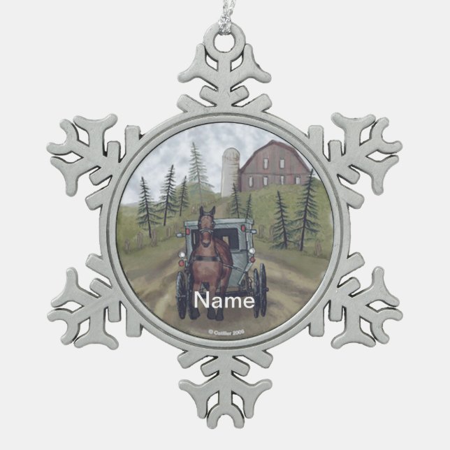 Amish Buggy Town Day  ornament (Front)