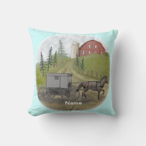 Amish Buggy Visiting custom name pillow