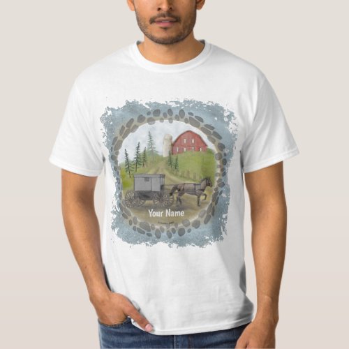 Amish Buggy Visiting custom name T_Shirt