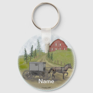 Amish Buggy Visiting Keychain