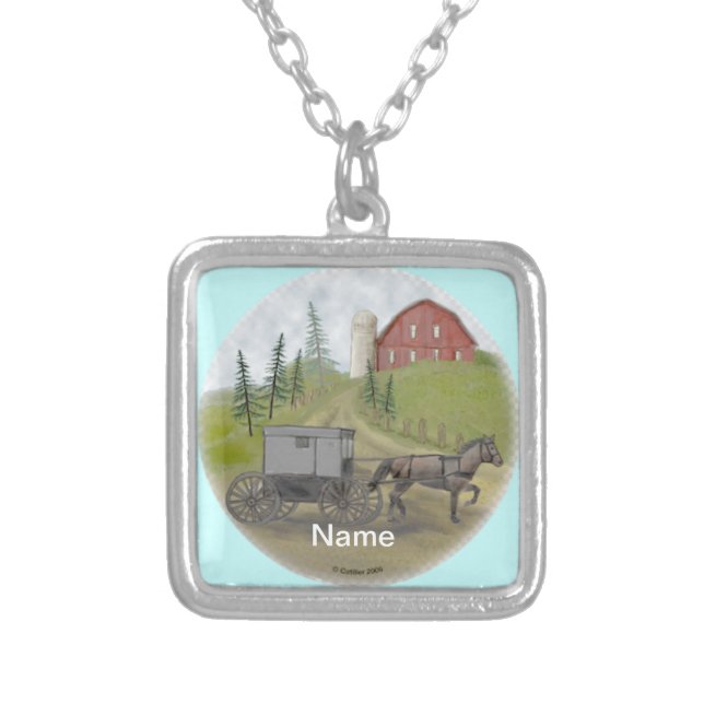 Amish Buggy Visiting necklace (Front)