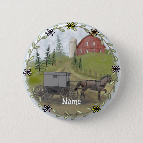 Amish Buggy Visiting pin button
