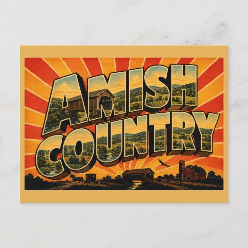 Amish Country Ohio Rolling Hills Barns Art Postcard