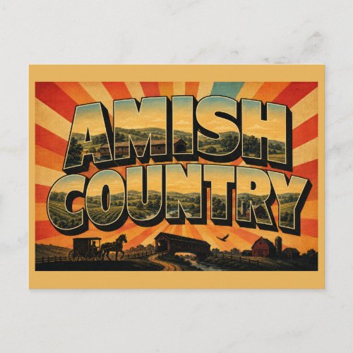 Amish Country PA Rolling Hills Farms Art Postcard