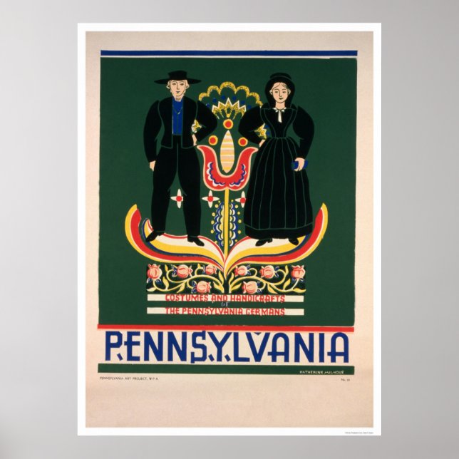 Amish Couple Costumes 1938 WPA Poster (Front)