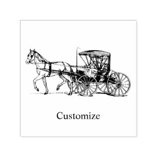 Amish Couple in Buggy Thunder_Cove Self-inking Stamp