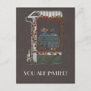 Amish Couple On Porch Swing Invitation